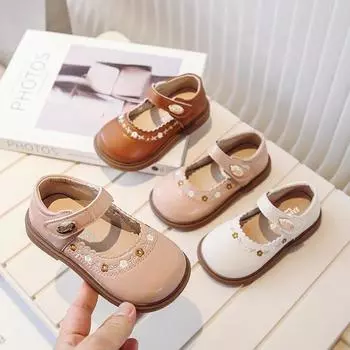 zapatos nia Обувь для девочек Осенняя новая мягкая подошва Детская кожаная обувь Нескользящая обувь принцессы Модная одинарная обувь Детская обувь Мэри Джейн 21-insole13.0cm