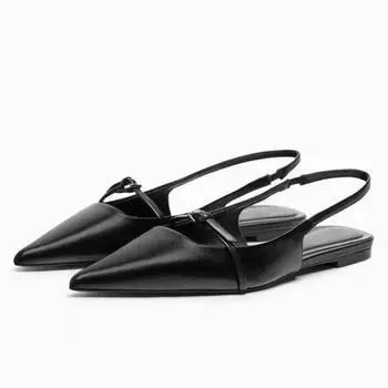 Zapatos Planos Con Hebilla De Lujo Para Mujer, Sandalias Informales Con Taln Descubierto Y Punta Estrecha, женские сандалии 35