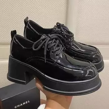 Zapatos planos de suela gruesa para mujer, zapatillas Мэри Джейн в британском стиле, цвет негр, темпорада де верано 35