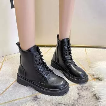 Zapatos весна/осень круглый носок квадратный каблук одинарная удобная молния сбоку новые короткие сапоги увеличенная модная женская обувь 38