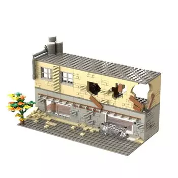 Запчасти MOC WW2, заброшенная разрушенная база, военные строительные блоки, армейский солдат, DIY сцены, набор кирпичей, строительные игрушки, подарки для мальчиков