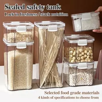 Запечатанные банки для цельного зерна Банки для хранения свежих продуктов Кухонное хранение Прозрачные пластиковые банки Банки для хранения сухих продуктов Коробки для хранения закусок 460ml белый