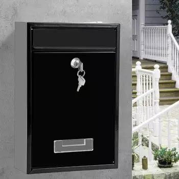 Запираемый настенный почтовый ящик, декоративный почтовый ящик с ретро-дизайном, для дома, улицы, чёрный