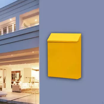 Запираемый настенный почтовый ящик с держателем для газет жёлтый