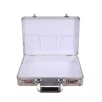 Запираемый небольшой ящик для инструментов из алюминиевого сплава, портативный ящик для паролей, безопасный домашний ящик для хранения документов 36x24x10cm empty box серебряный