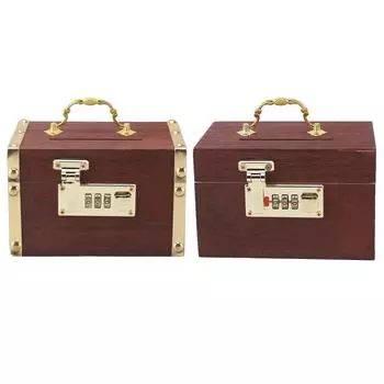Запирающийся деревянный ящик для хранения денег с паролем, винтажный деревянный сундук с сокровищами, валюта, деньги Cas Without Hemmed Edges
