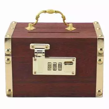 Запирающийся деревянный ящик для хранения денег с паролем, старинный деревянный сундук для хранения денег, валюта, ящик для хранения наличных денег с ручкой Without Hemmed Edges