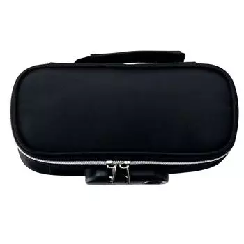 Запирающийся пенал большой емкости стильный холщовый канцелярский чехол для учеников старших классов черный королевский синий