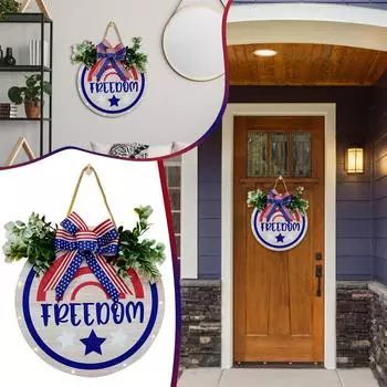 Запись в список Дверная табличка ко Дню независимости День независимости Украшение вечеринки Домашний декор Американская декоративная дверная табличка снаружи входной двери One Size