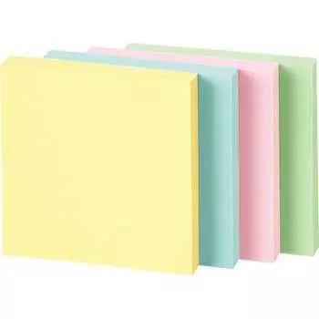 Записки Kokuyo Sticky Notes, супервыгодные записки Sticky Notes, 75 мм x 75 мм, 100 листов x 10 книг, 4 цвета K2me-7575