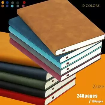 Записная книжка A5 A6, кожаный офисный журнал, дневник, блокнот, канцелярские принадлежности, тетрадь с подкладкой для студентов, 160 страниц/240 страниц A6 160pages красный