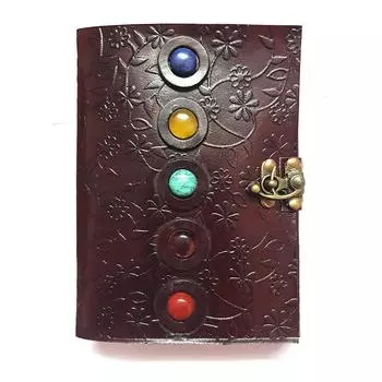 Записная книжка для журналов Уникальный дорожный дневник с тиснением ручной работы с 5-цветным камнем - коричневый. 5x7 дюймов 7 x 5 in коричневый
