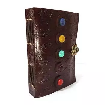 Записная книжка для журналов Уникальный дорожный дневник с тиснением ручной работы с 5-цветным камнем - коричневый. 5x7 дюймов 7 x 5 in коричневый