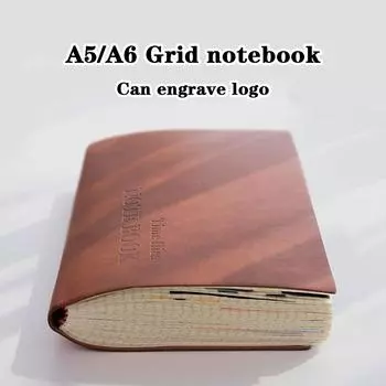 Записная книжка из кожи формата А5, страницы в сетку, дневник студента, журнал путешествий, книга записей встреч, персонализированный блокнот, 132 листа, 264 страницы A6