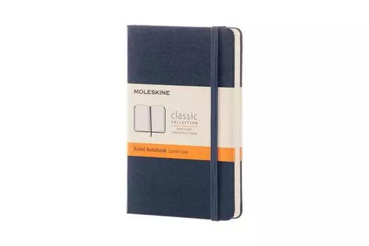 Записная книжка Moleskine Note Classic в твердом переплете с горизонтальной линией, карманного размера, 9 см x высота, сапфирово-синий MM710B20 (Ширина 14см)