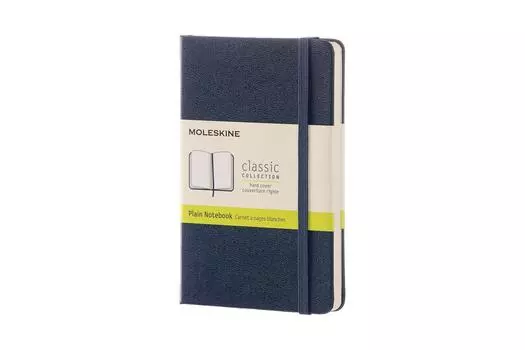 Записная книжка Moleskine Note Classic в твердом переплете, простой карманный размер 9 см x высота, сапфирово-синий QP012B20 (Ширина 14см)