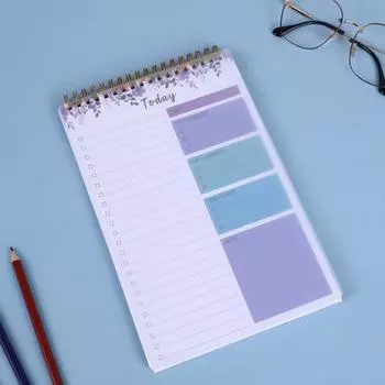 Записная книжка To-Do на спирали, защитный чехол из бумаги плотностью 100 г/м2, недатированный блокнот-планировщик формата А5 синий