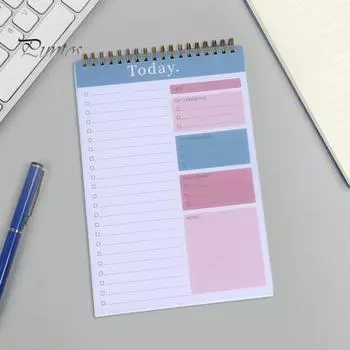 Записная книжка To-Do на спирали, защитный чехол из бумаги плотностью 100 г/м2, недатированный блокнот для записей, ежедневник, органайзер для записей розовый