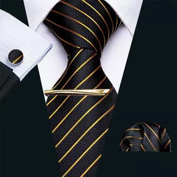 Запонки для галстука Barry.Wang, золотой зажим для галстука для мужчин, деловой шелковый галстук для дизайнера N-5232