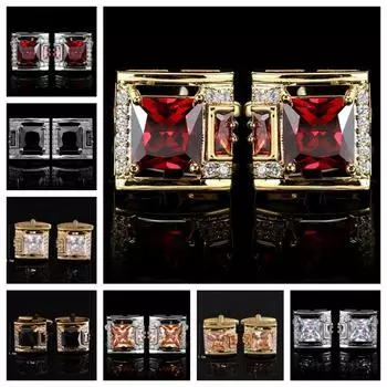 Запонки мужские Black Diamond — роскошный аксессуар для французского костюма с квадратным дизайном из драгоценных камней K9