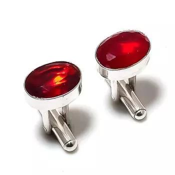 Запонки ручной работы из серебра 925 пробы с гранатом a3O16