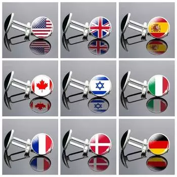 Запонки с флагом страны, красочные мужские модные рубашки, запонки