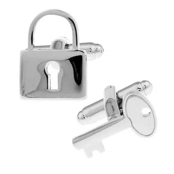 Запонки с замком-ключом Запонки Запонки n01542 & серебряный