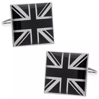 Запонки Union Jack Запонки запонки n01117 ЧЕРНО-БЕЛЫЕ чёрный