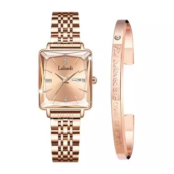 запястье квадратный кварц простой нержавеющая сталь подарок на день для часов на Рождество часы для женщин дамы женские часы, бренд, симпатичный, стильный, водонепроницаемый, розового золота