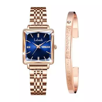 запястье квадратный кварц простой нержавеющая сталь подарок на день для часов на Рождество часы для женщин дамы женские часы, бренд, симпатичный, стильный, водонепроницаемый, синий