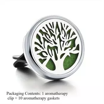 Заправляемый освежитель воздуха для автомобиля, ароматерапия, зажим для вентиляционного отверстия в салоне автомобиля, ароматерапия для автомобиля, ароматерапия с 10 прокладками Tree of Life 03 + 10 pads