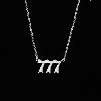 Заявление Ангельское число 7 Золотая подвеска Цепочка Ожерелье Чокер Для женщин Лето Нержавеющая сталь Девушка Ожерелье Модная бижутерия silver color&45cm