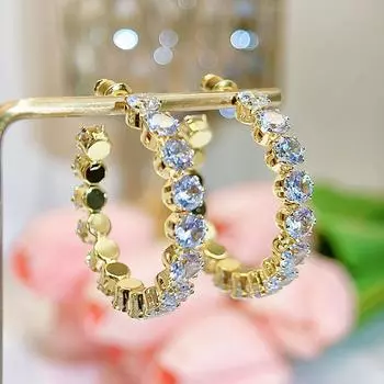 Заявление CMM, ювелирные изделия для ушей, сверкающие круглые серьги с цирконием AAA, серебристые, большие круглые серьги-кольца для женщин, аксессуары для платья для выпускного вечера золотой