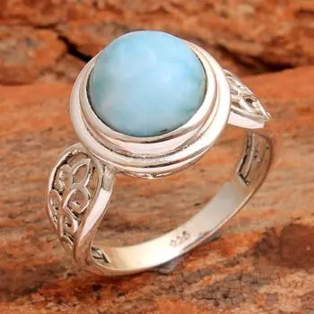 Заявление о драгоценном камне Ларимар, кольцо унисекс из 100% стерлингового серебра 925 пробы, ювелирные изделия ручной работы 5 синий