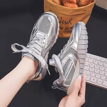 Заявление о женской обуви сетчатые кроссовки летние новые супер легкие сетчатые кроссовки повседневная обувь кроссовки с мягкой подошвой 35 серебряный