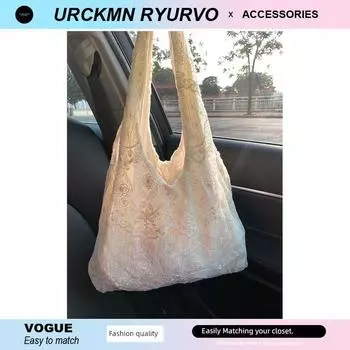 Zar Fenden Gentle Vest Bag Female 2025 New Arrival Lace Laced One-Shoulder Bag Satchel Underarm Bag Creamy-white no silk scarf