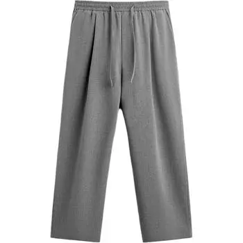 ZARA American Style Loose Solid Color Comfortable Drawstring Casual Pants Men bottoms Gray 07380107-35 S