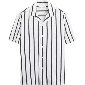 Zara American Vintage Striped Lapel Short Sleeve Shirt Men shirts White 7545436-250 S