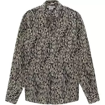 Zara Animal Print Casual Long Sleeve Shirt Men shirts Brown 6365487-042 L