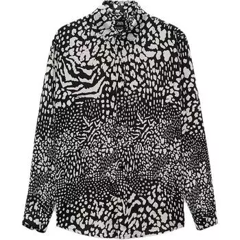 Zara Animal Print Casual Long Sleeve Shirt Men shirts Black 6917341-800 XL