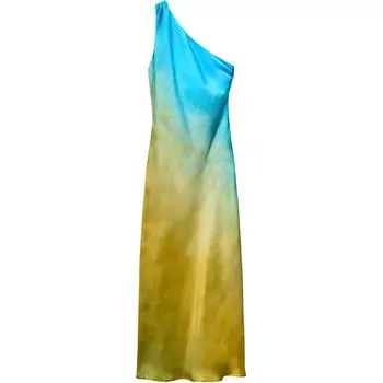 Zara Asymmetrical Tie-Dye Satin Off-Shoulder Sleeveless Dress Women dresses Multicolor 8247490-330 XL