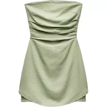Zara Bow Tie Detail Off Shoulder Straight Neck Jumpsuit Women jumpsuit Light-Khaki 8009709-506 S