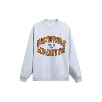 Zara Casual Loose Printed Round Neck Long Sleeve Sweatshirt Men sweatshirt Gray 4374402-803 L