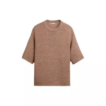 Zara Casual Loose Textured Knit Crew Neck Short Sleeve T-Shirt Men Tops Dusty-Gray Pink 5755416-676 L