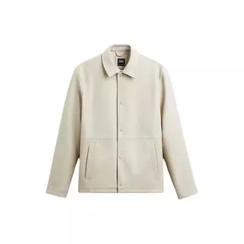 Zara Casual Solid Color Lapel Long Sleeve Jacket Men jackets Faded-White 8281345-251 XL