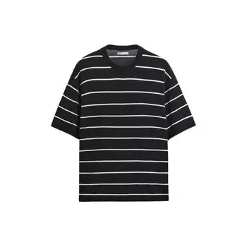 Zara Casual Striped Round Neck Short Sleeve T-Shirt Men Tops White 2893441-104 M