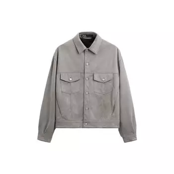 Zara Collar Long Sleeve Jacket Men jackets Gray 03548304802-33 XL