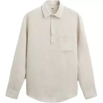 Zara Comfortable Minimalist Loose Versatile Long Sleeve Shirt Men shirts Yellow 3090473-052 M