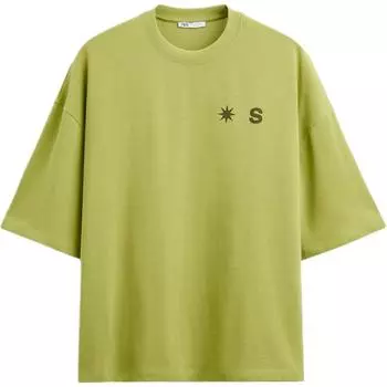 Zara Comfortable Pullover Short Sleeve Round Neck Simple T-Shirt Men Tops Green 1165418-911 M