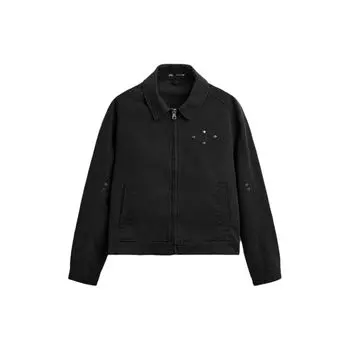 Zara Comfortable Solid Color Zipper Versatile Jacket Men jackets Black 04302321800-36 M